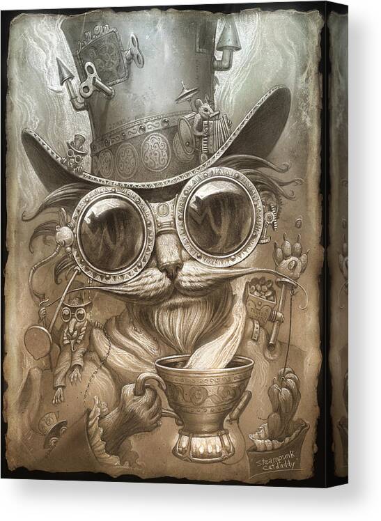 Steampunk Canvas Print featuring the painting Steampunk Cat by Jeff Haynie