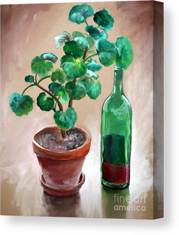 Still Life Canvas Print featuring the painting Still Life With Wine by Michelle Bien