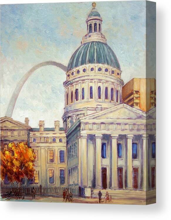 St.louis Canvas Print featuring the painting St.Louis Old Courthouse by Irek Szelag
