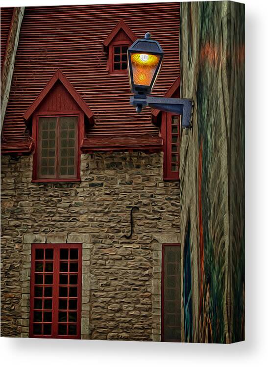 Canada Canvas Print featuring the photograph Street in Quebec After Dawn by Phil Cardamone