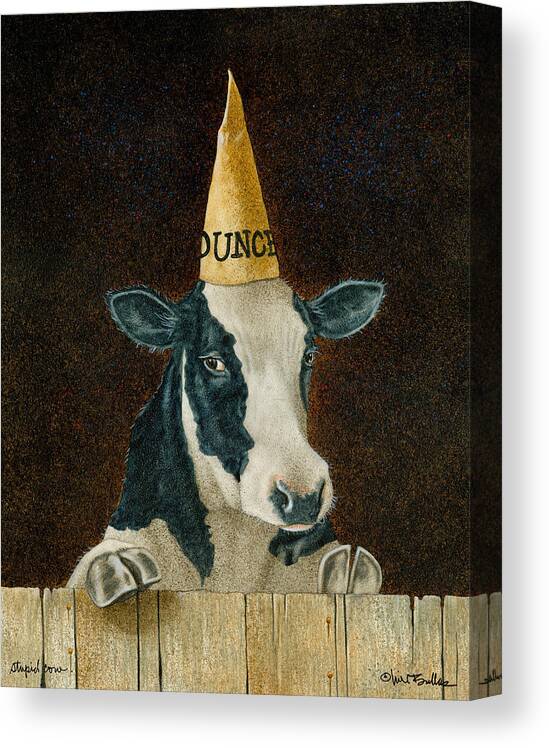 Will Bullas Canvas Print featuring the painting Stupid Cow... by Will Bullas
