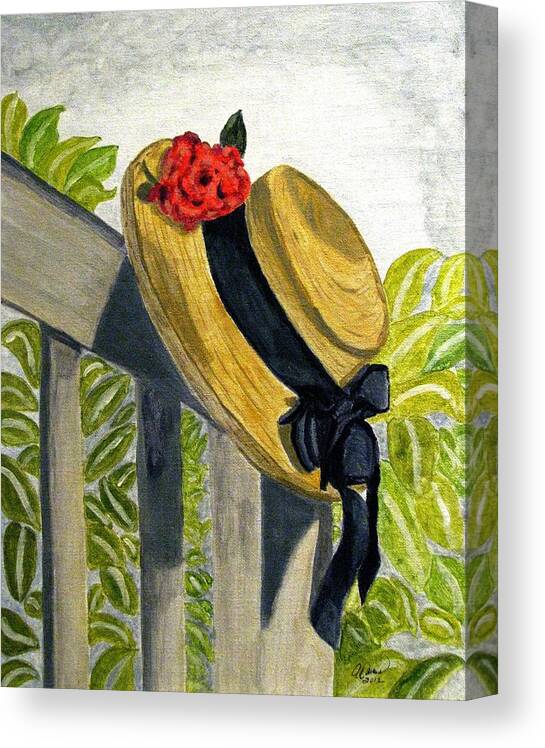 Hats Canvas Print featuring the painting Summer Hat by Angela Davies