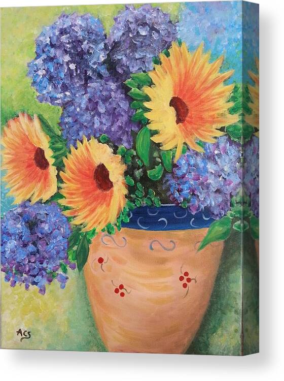 Sunflower Canvas Print featuring the painting Sunflower by Amelie Simmons