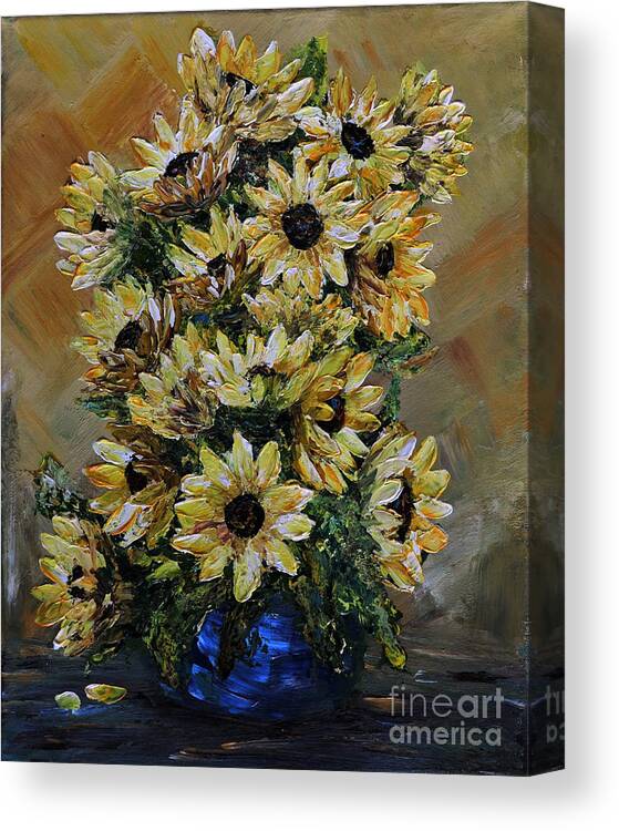Sunflower Canvas Print featuring the painting Sunflowers Fantasy by Teresa Wegrzyn