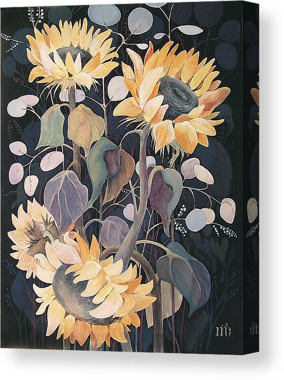 Sunflowers Canvas Print featuring the painting Sunflowers' Symphony by Marina Gnetetsky