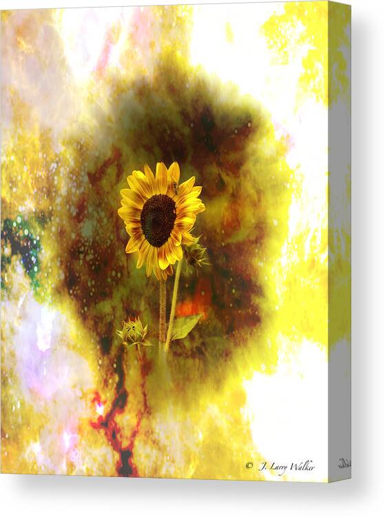 J Larry Walker Canvas Print featuring the digital art Surrealistic Sunflower Artistry by J Larry Walker