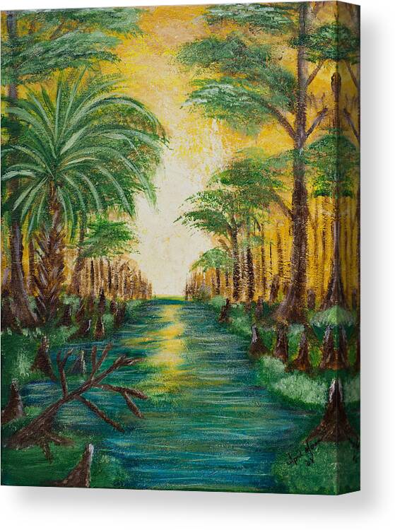 30a Artist Canvas Print featuring the painting Swamp Sunrise by April Moran