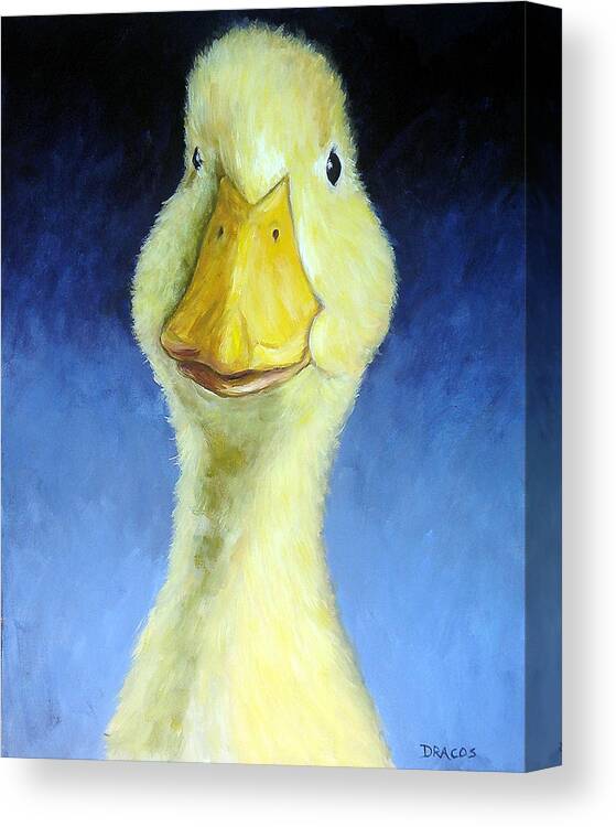 This Is A Sweet Little Baby Duckling Painting I Did Recently. It Would Look Great In A Child's Room Or A Farm Animal Themed Room. As Of This Listing Canvas Print featuring the painting Sweet Baby Duck by Dottie Dracos