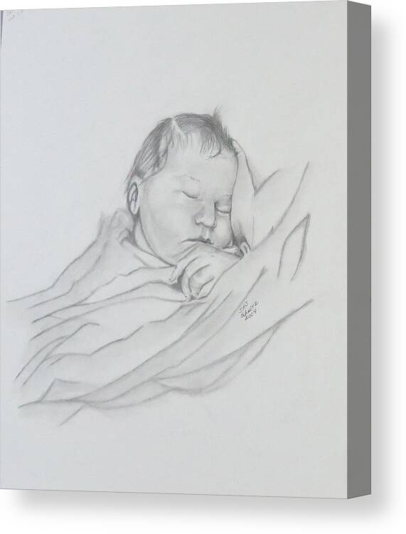 Infant Canvas Print featuring the drawing Sweet Sleep 2 by Sharon Schultz