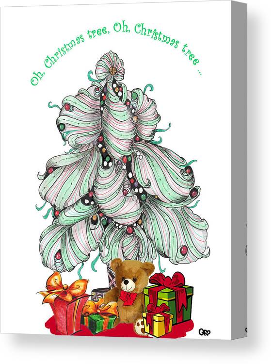 Tangle Canvas Print featuring the drawing Tangled Christmas Tree by Quwatha Valentine