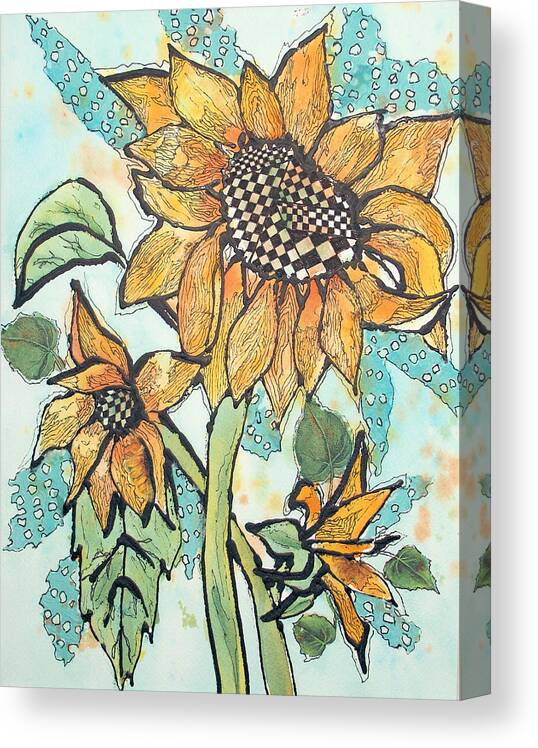Flowers Canvas Print featuring the painting Tangled Sunflowers by Elise Boam