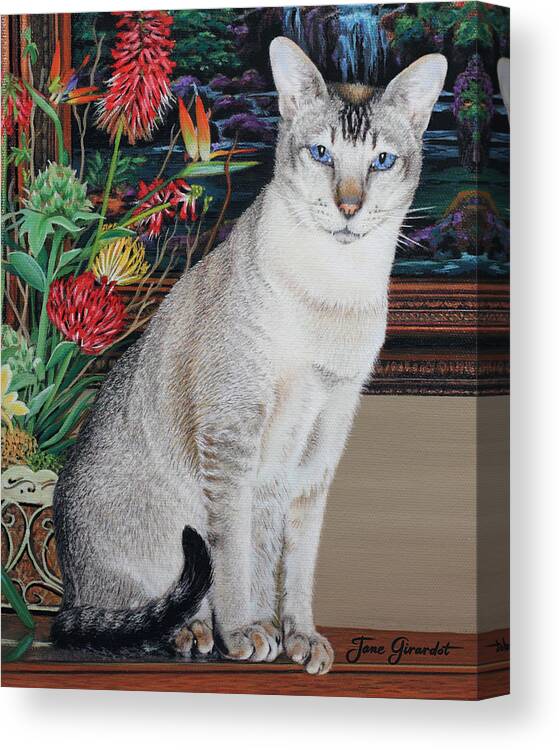 Siamese Canvas Print featuring the painting Tava by Jane Girardot