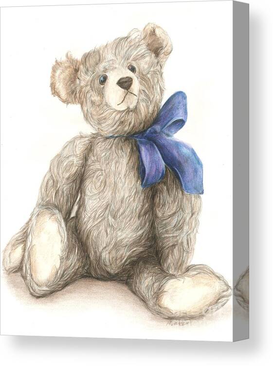 Teddy Bear Canvas Print featuring the drawing Teddy study 2 by Meagan Visser