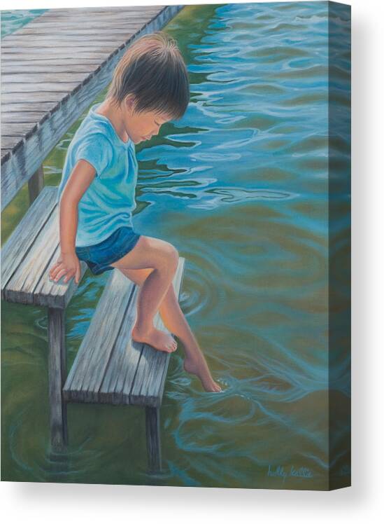 Figurative Canvas Print featuring the painting Testing the Waters by Holly Kallie