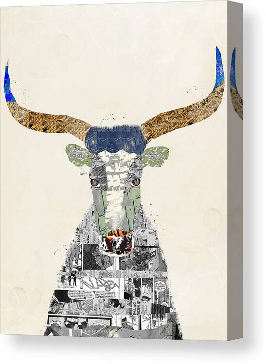 Texas Longhorn Cow Canvas Print featuring the painting Texas Longhorn by Bri Buckley