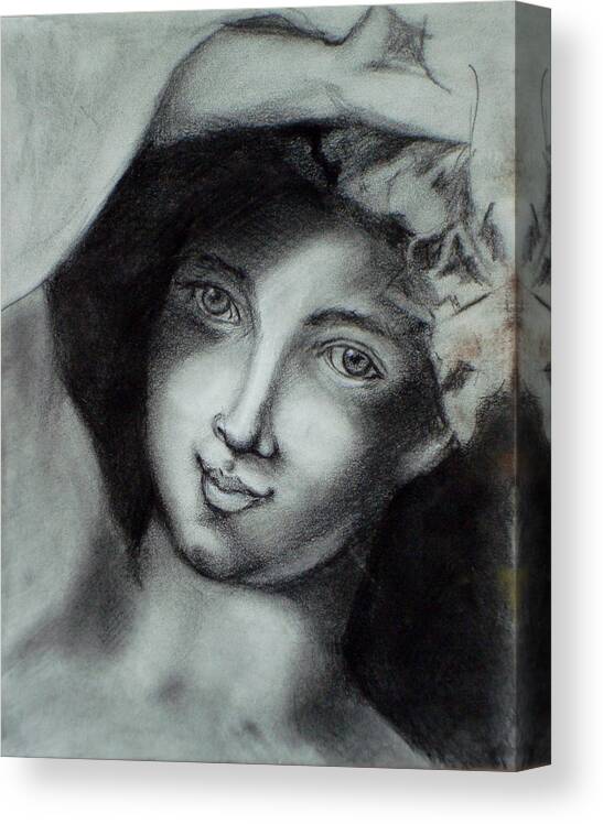 Thalia Canvas Print featuring the drawing Thalia by Karen Coggeshall