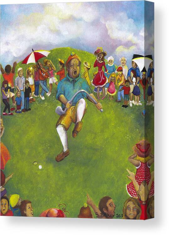 Golf Canvas Print featuring the painting The Angry Golfer by Stephanie Broker