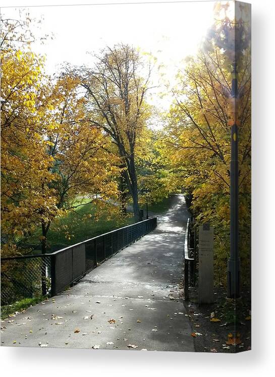 Landscape Photo Of A Bridge In A Park In Oslo City Canvas Print featuring the photograph The Bridge of Hope by Jeanette Rode Dybdahl