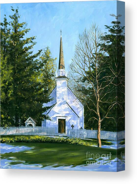 Church Canvas Print featuring the painting The Chapel of the Mohawks by Michael Swanson