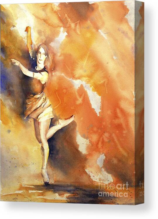 American Watercolour Canvas Print featuring the painting The Dance Goes On.... by Ryan Fox