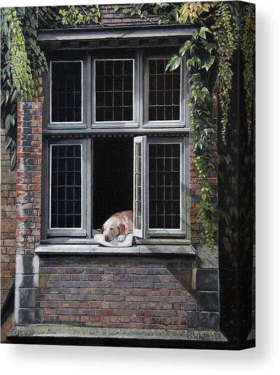 Dog Canvas Print featuring the painting The Dog of Bruges by Scot White