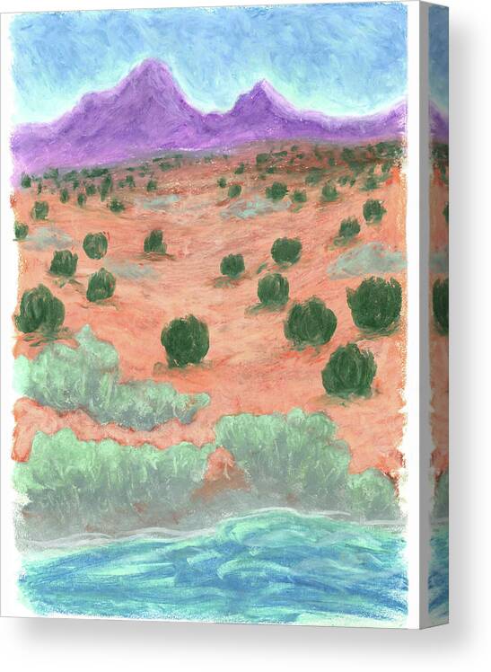 Abstract Canvas Print featuring the painting The Land In Between by Carrie MaKenna