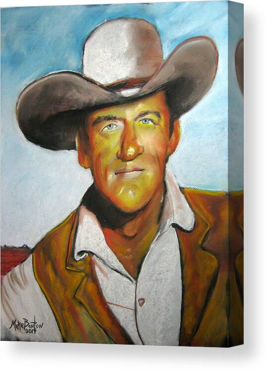 Gunsmoke Tv Western Canvas Print featuring the pastel The Marshall by Mike Benton