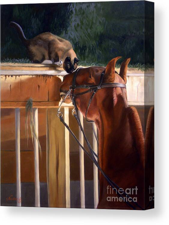 American Saddlebred Canvas Print featuring the painting The Morning Buzz by Jeanne Newton Schoborg
