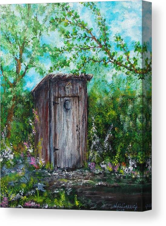 Ladies Outhouse Bathroom Picture On Stretched Canvas Wall Decor Ready to Hang 