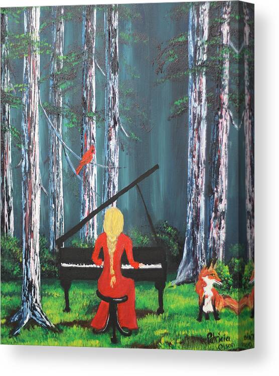 Music Canvas Print featuring the painting The Pianist In The Woods by Patricia Olson