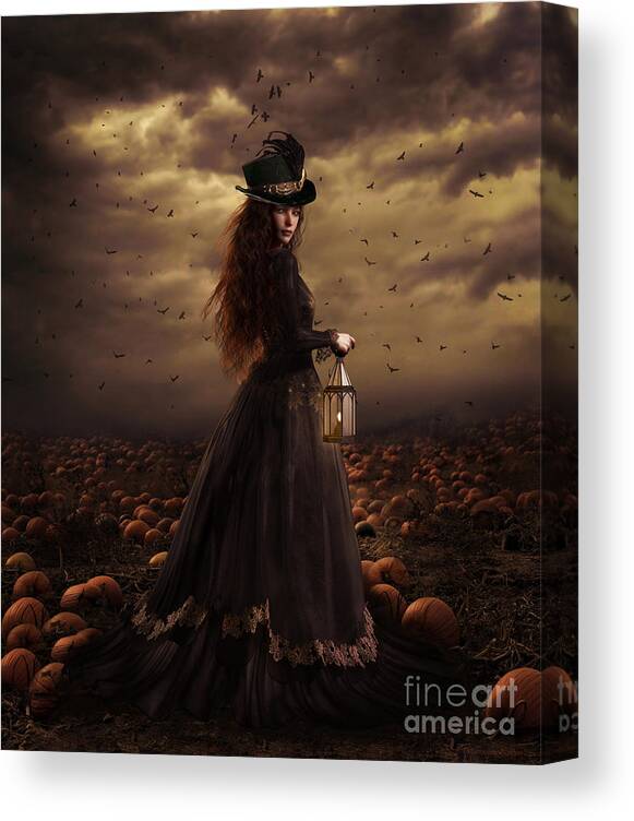 Illustration Canvas Print featuring the digital art The Pumpkin Patch by Shanina Conway