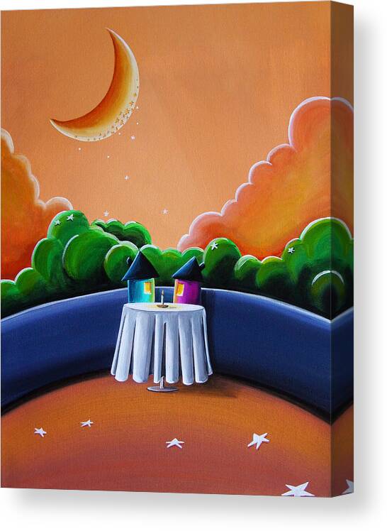 Moon Canvas Print featuring the painting The Restaurant by Cindy Thornton