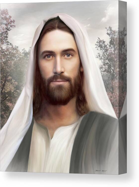 Jesus Canvas Print featuring the painting The Resurrection and the Life by Brent Borup