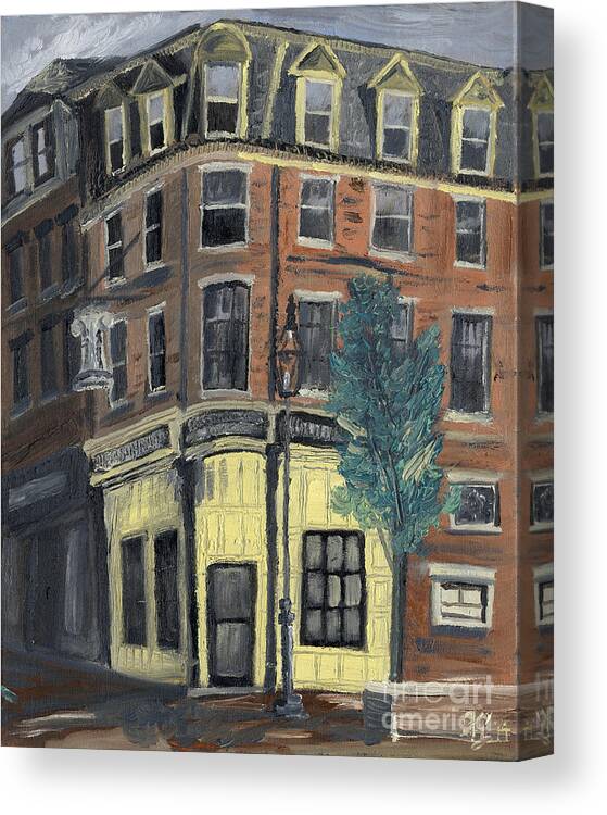 Portsmouthnh Shopfronts Americana Canvas Print featuring the painting The Rusty Hammer by Francois Lamothe