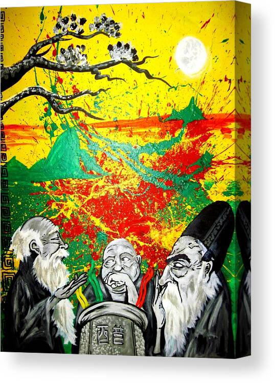 The Vinegar Tasters Canvas Print featuring the painting The Vinegar Tasters by Jacob Wayne Bryner