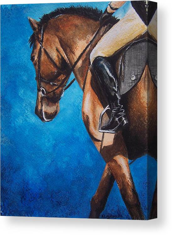 Dressage Canvas Print featuring the painting The Warm Up by Kathy Laughlin