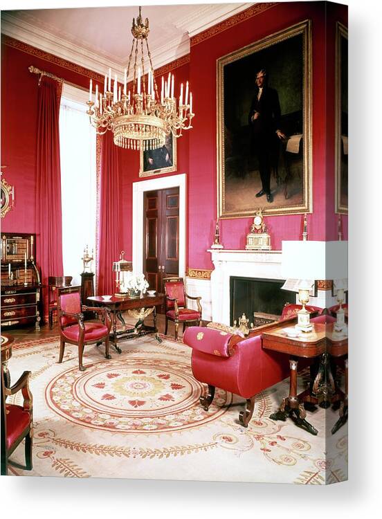 Home Canvas Print featuring the photograph The White House Red Room by Tom Leonard