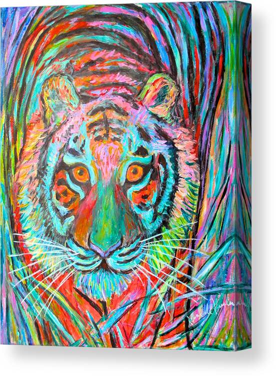 Tiger Canvas Print featuring the painting Tiger Stare by Kendall Kessler