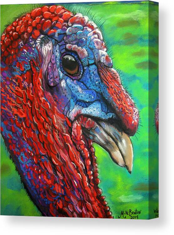 Turkey Canvas Print featuring the pastel Tom Turkey by Mike Benton