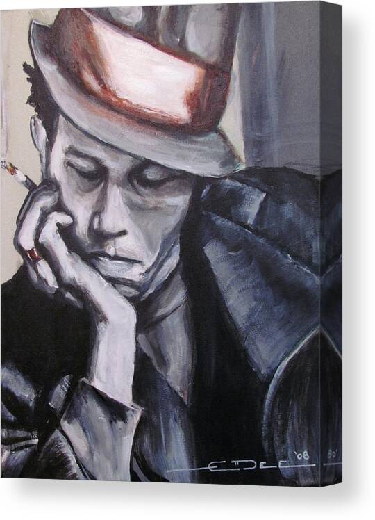 Celebrity Portraits Canvas Print featuring the painting Tom Waits one by Eric Dee