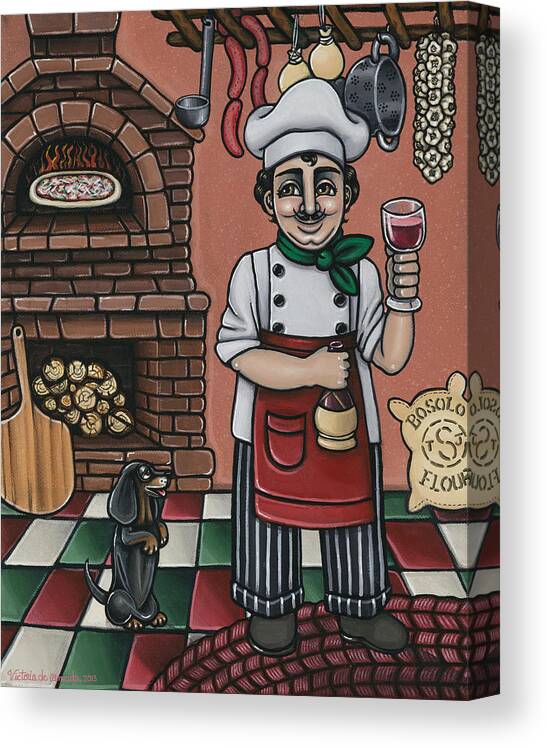 Italy Canvas Print featuring the painting Tommys Italian Kitchen by Victoria De Almeida