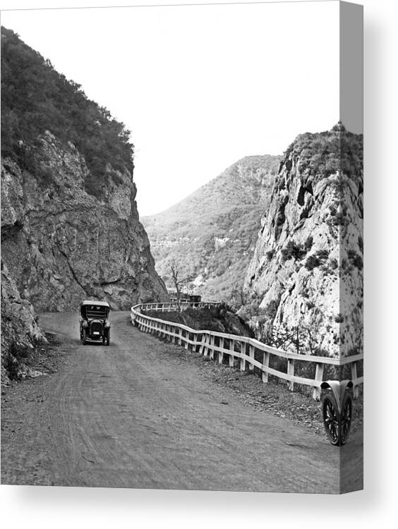 1920's Canvas Print featuring the photograph Topanga Canyon Road In LA by Underwood Archives