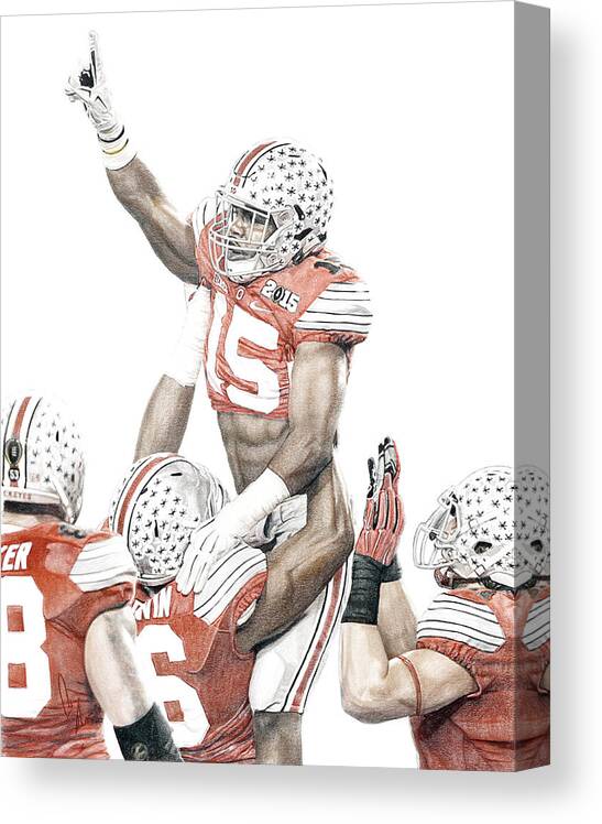 Ohio State Canvas Print featuring the mixed media Touchdown by Bobby Shaw