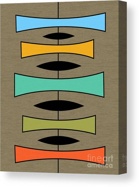 Mid-century Modern Canvas Print featuring the digital art Trapezoids on Brown by Donna Mibus