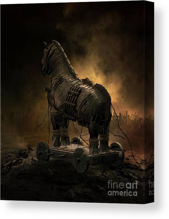 Trojan Horse Canvas Print featuring the digital art Trojan Horse by Shanina Conway