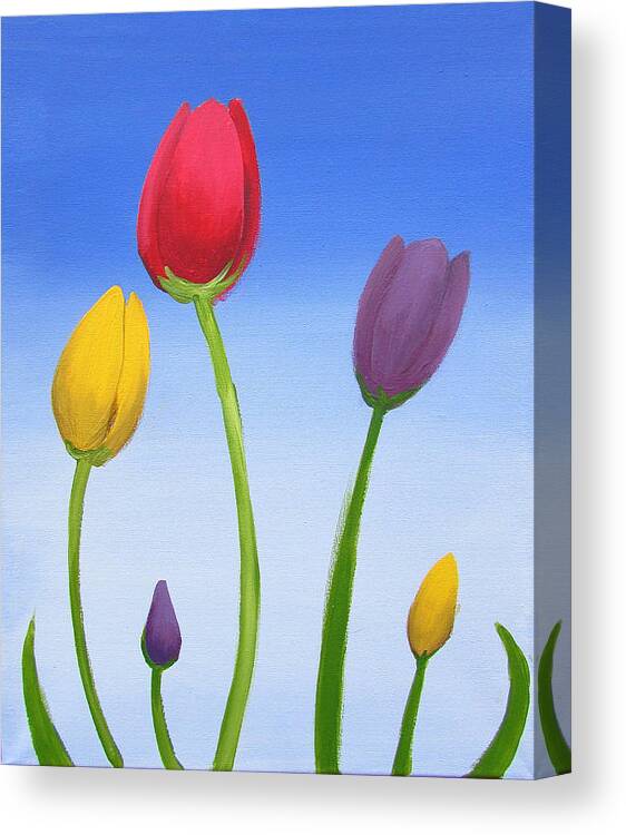 landscape painting original Flower Painting wall art acrylic abstract 16 x  20 canvas art tulip deco Framed Print by Stuart Wright - Pixels