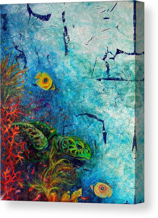 Sea Turtle Canvas Print featuring the painting Turtle Wall 1 by Ashley Kujan