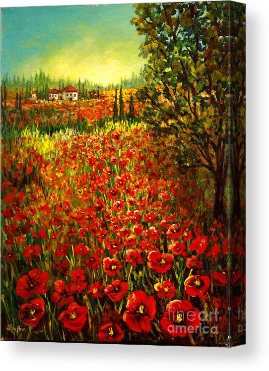 Tuscan Canvas Print featuring the painting Tuscan Poppies by Lou Ann Bagnall