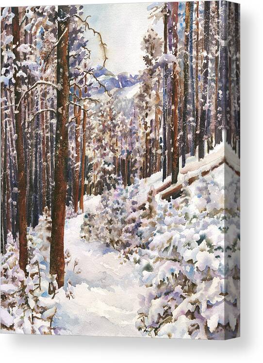 Snow Scene Painting Canvas Print featuring the painting Unbroken Snow by Anne Gifford