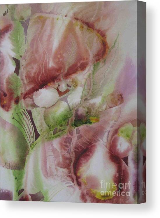 Flowing Canvas Print featuring the painting Underwater abstract by Donna Acheson-Juillet